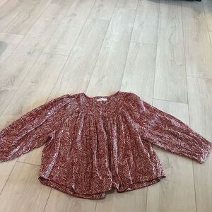 Free People Red Paisley Top